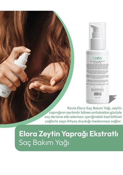 Ravla Elora Zeytin Yaprağı Ekstratlı Saç Bakım Yağı 100 ML