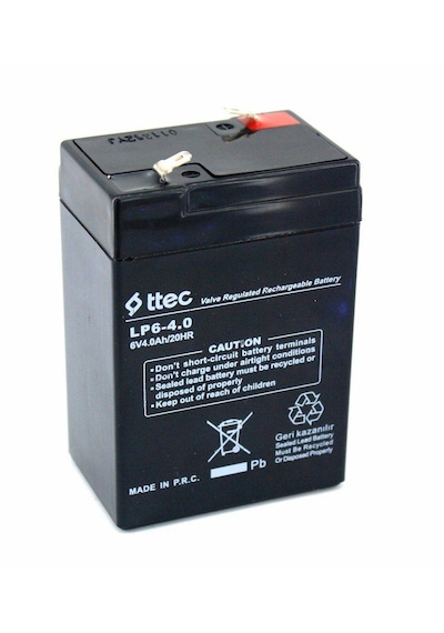 6 Volt 4 Amper Bakımsız Kuru Tip Akü Ve Şarj Cihazı 1 Amper