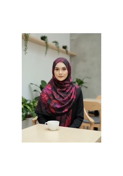 Müslüm, Floral Yaprak Desenli Bürümcük Şal Zarif, Kaymaz, Terletmez Ve Rahat Kullanım 75 X 200 Cm Siyah Pembe