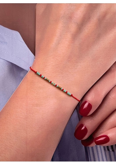 14 Ayar Minimal Tasarım Altın Bileklik Otantik Şans Bilekliği Otantik Altın Bileklik Pembe - Beyaz