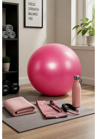 Busstier Pilates Topu 65 Cm, Denge Ve Egzersiz Çalışmaları İçin Fitness Topu, Evde Spor Ve Esneme Antrenmanlarına Uygun, Asorti Renk