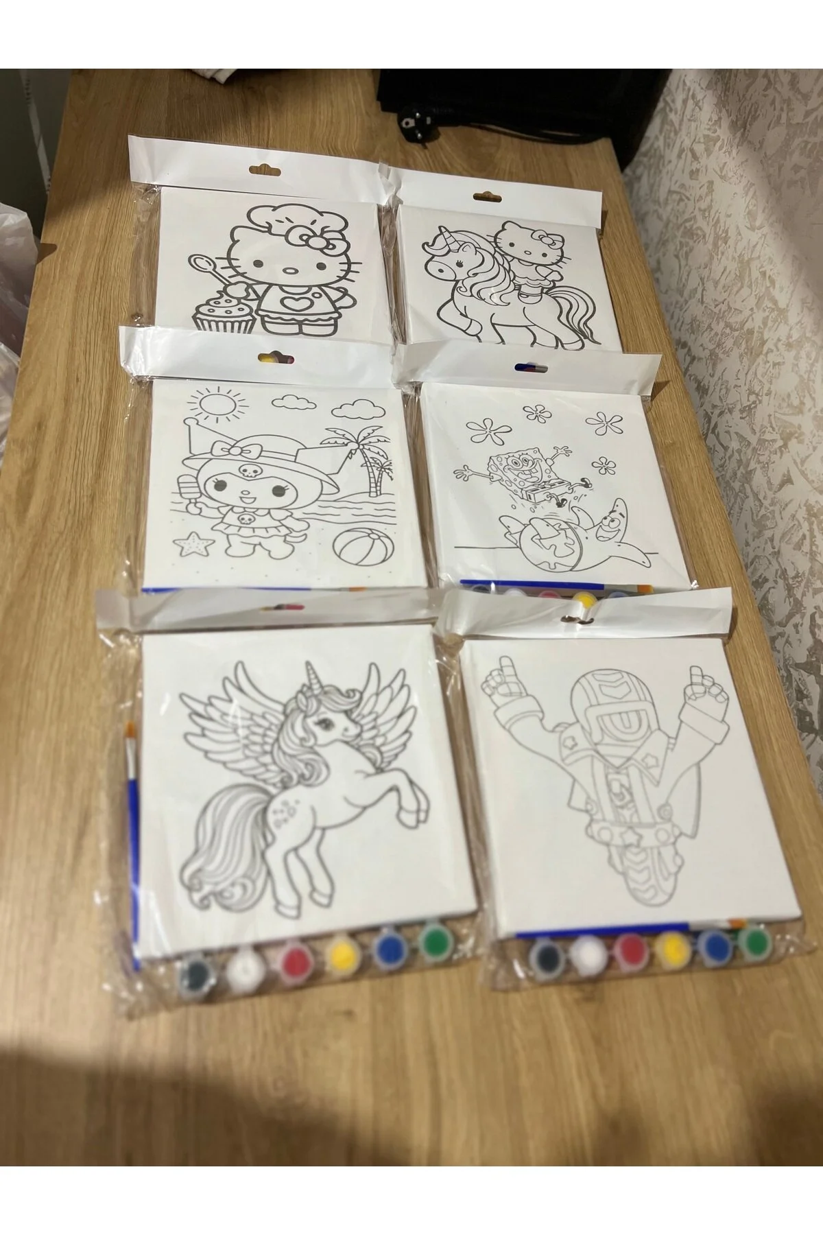 20x20 Cm Çocuk Tuval Seti 6 Lı Boya Ve Fırça Dahil