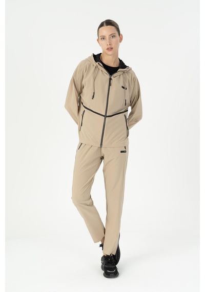 Maraton Comfort Kadın Kapüşonlu Açık Vizon Tracktop Vizon