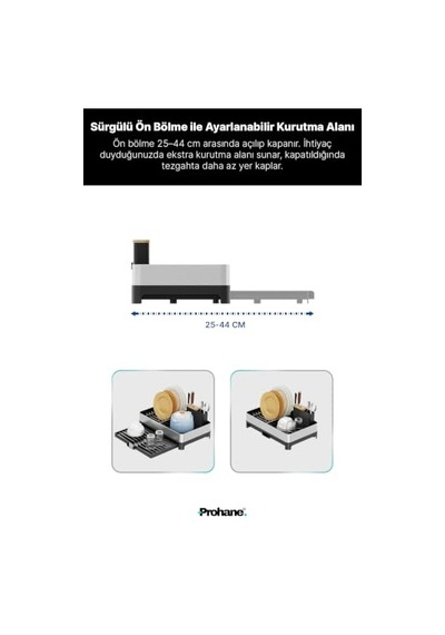Inox Master Kd200 Kompakt Genişletilebilir Bulaşıklık 304 Paslanmaz Çelik Su Tahliyeli Tezgah Üstü Kurutmalık 50 x 22