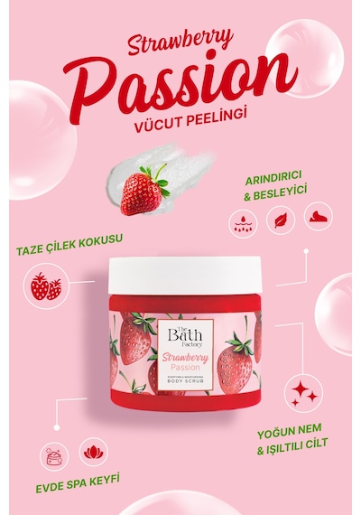 The Bath Factory Çilek Aromalı Vücut Peeling 300 G