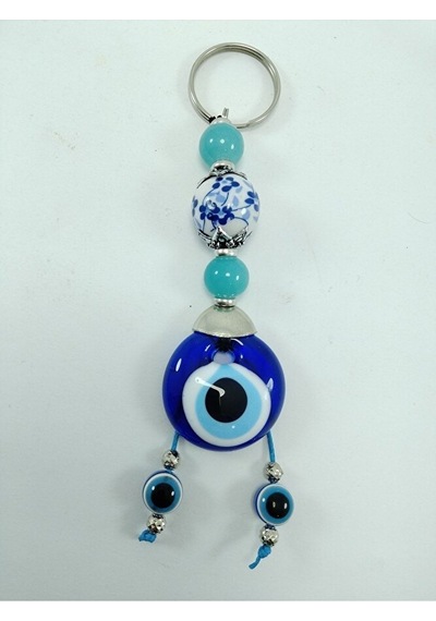 Nazar Boncuğu Anahtarlık / Araba Dikiz Ayna Süsü El Yapımı Cam Kü