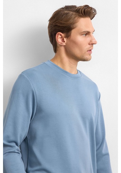 Backandbond Mavi Regular Fit Bisiklet Yaka Sweatshirt