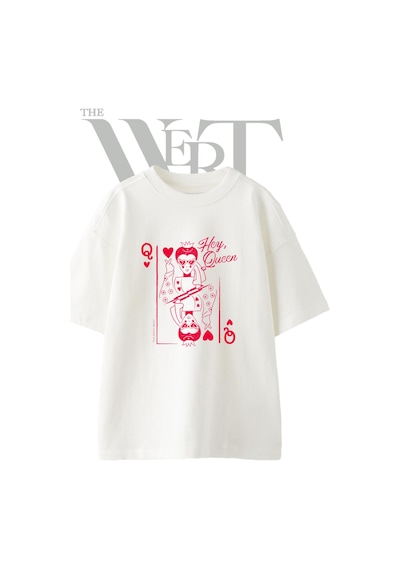 Thewert Queen Of Hearts 1 Tasarım Baskılı Ünisex Beyaz Oversize T-shirt