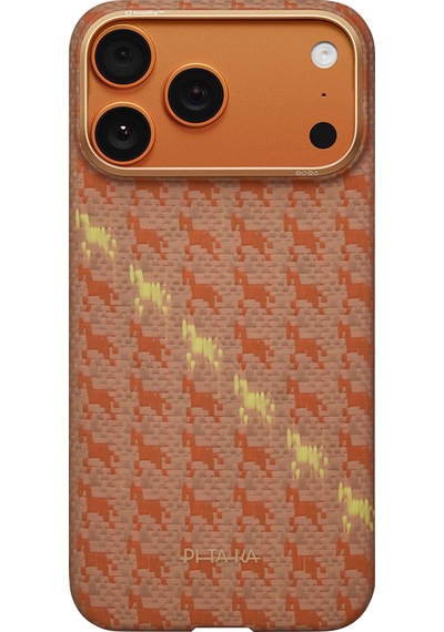 Apple Apple iPhone 17 Pro Kılıf M-safe Uyumlu Aramid Fiber Pitaka Edge Serisi Happiness Rides Kapak Kahverengi