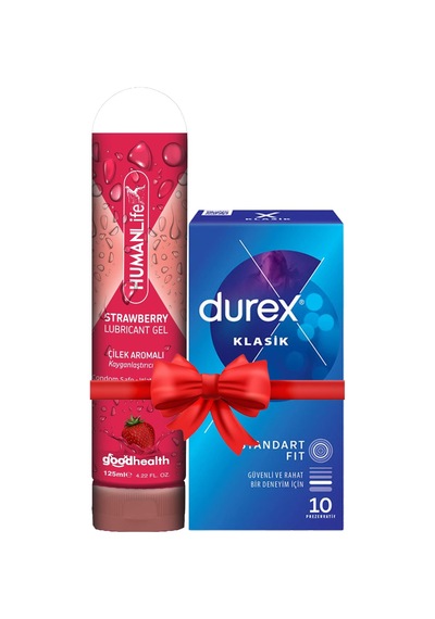 Humanlife Çilek Aromalı Kayganlaştırıcı Jel 125 ML + Durex Klasik Prezervatif 10'lu