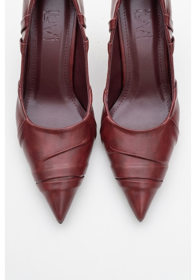 Luvishoes Luvi Shoes Anly Bordo Cilt Kadın İnce Topuklu Ayakkabı Bordo