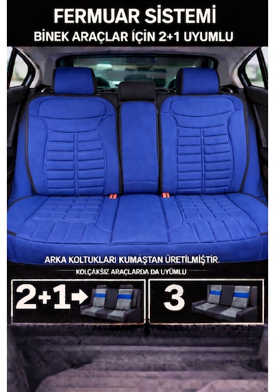 Fiat Linea 2007 Ve Sonrası Uyumlu Mira Serisi Mavi 5'li Oto Koltuk Minderi 08817906