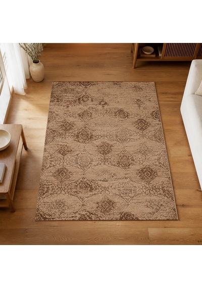 Kartela Halı Liva Halı Jüt Taban Dokuma Halı Kahverengi - 60 X 90 Cm