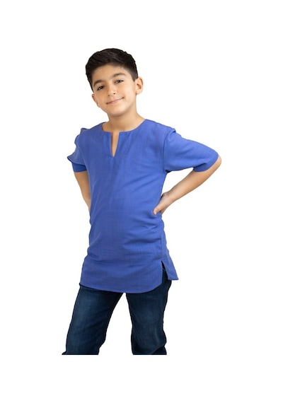 Eliş Şile Bezi Kısa Kol Şile Bezi Bisiklet Yaka Erkek Çocuk Tshirt Saks 3050