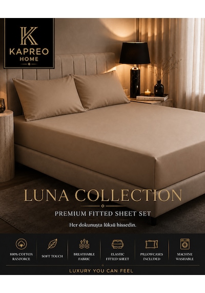 Kapreo Home Luna Collection Premium Lastikli Çarşaf Seti 120 X 200 Açık Kahverengi