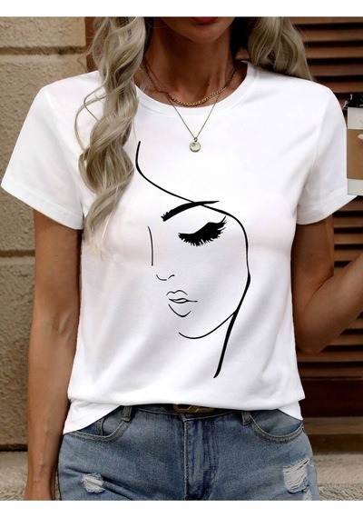 Uyguntarz Unisex Siluet Baskılı Tasarım Tshirt Beyaz