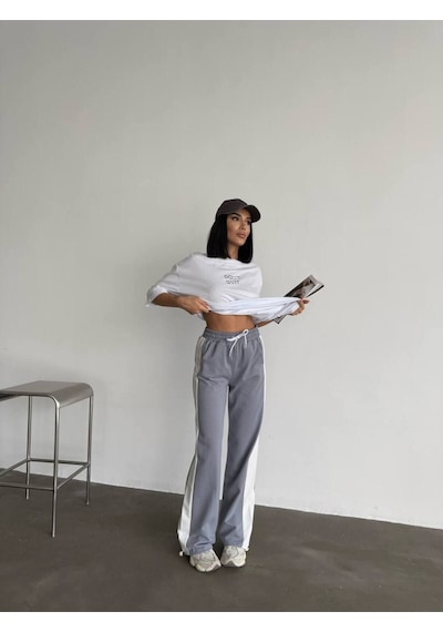Rawea Oversize Unisex Eşofman Takımı - Dijital Baskılı, Pamuklu & Rahat Gri