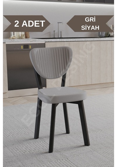 Faymend 2 Adet Elma Model Mutfak Sandalyesi Salon Sandalyesi Yemek Sandalyesi Cafe Restaurant Sandalyesi Gri2