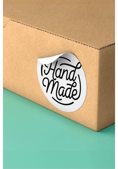 Siyah Beyaz Hand Made Ürün Paketleme Sticker Etiket 3x3cm St2117 Çok Renkli