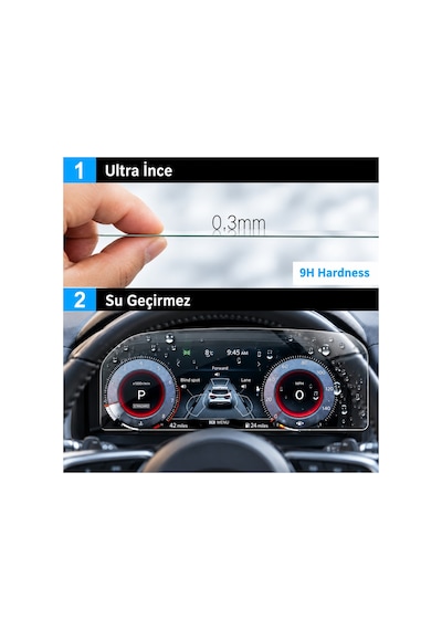 Nissan Qashqai Uyumlu 2022-2026 Model Multimedya Ve Dijital Gösterge Panel 9h Nano Ekran Koruyucu 2li Set