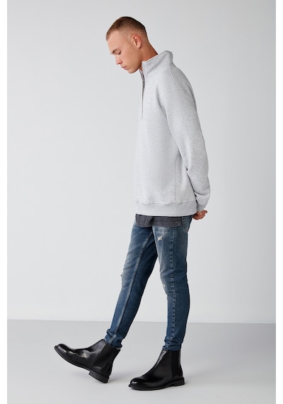 Grımelange Frame Erkek Yarım Fermuarlı Dik Yakalı Yumuşacık Kumaşlı Polarlı Regular Grimelanj Sweatshirt Grımelange Frame Erkek Yarım Fermuarlı Dik Yakalı Yumuşacık Kumaşlı Polarlı Regular Grimelanj Sweatshirt
