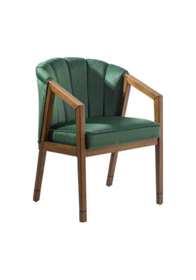 Bengimobilya Sandalye Zus158 Midye Model Tam Kolçak Ahşap Iskelet Ceviz Boya B