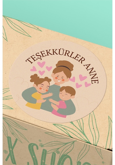 Teşekkürler Anne Etiketi 3x3cm St2393 Çok Renkli