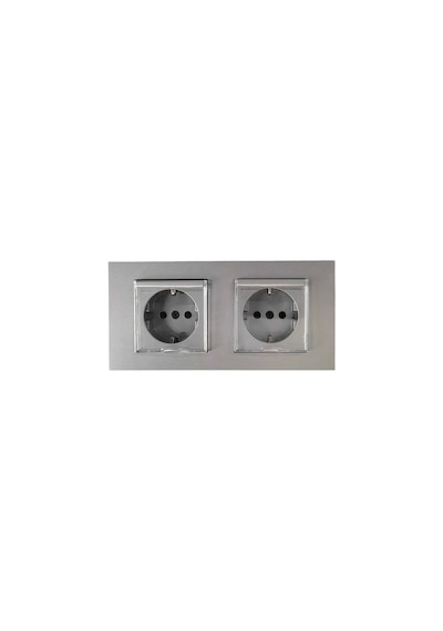 Asyagrup Ovivo Silver İkili Set - Kapaklı Topraklı Priz