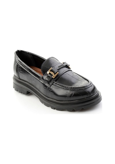 Siyah Kroko Kadın Loafer Ayakkabı K01179828111