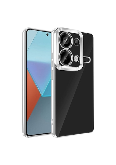 Kilifone - Redmi Note 13 Pro 4g Uyumlu - Kılıf Kamera Korumalı Logo Gösteren Omega Kapak - Gümüş