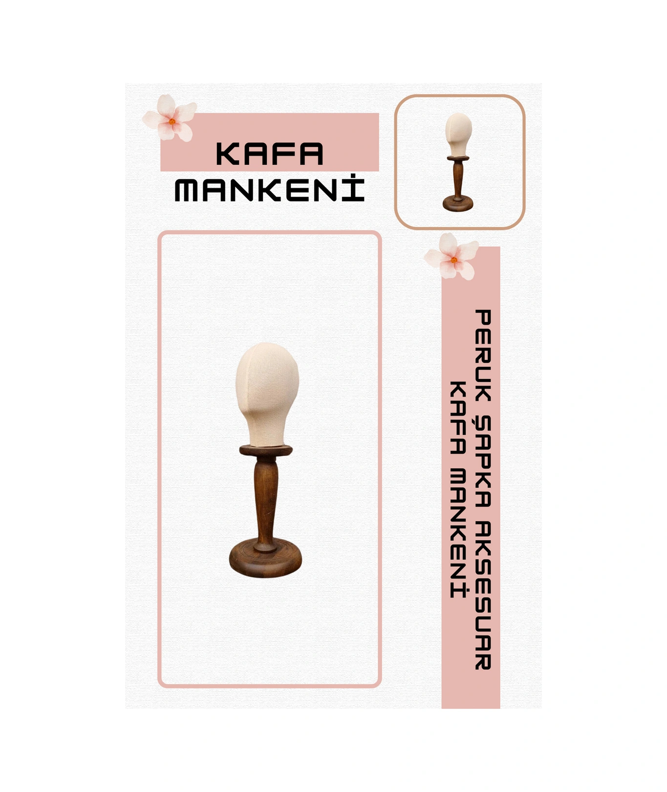 Bebek Kafa Mankeni Ahşap Standlı Şapka Bere Sergileme Mankeni 0-6 Ay 6-12 Ay Bebek  Standı