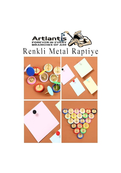 Renkli Raptiye 100 Adet 1 Paket Pvc Kaplı Başlıklı Raptiye Plastik Yuvarlak Düğmeli Raptiye Pano Okul Ofis Büro Ev