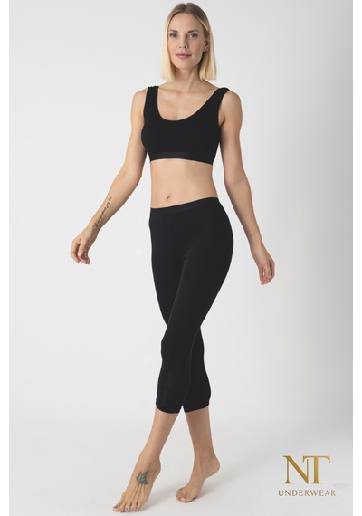 Nt Underwear Kadın Bambu Kapri Tayt Hafif, Rahat, Terletmeyen Siyah