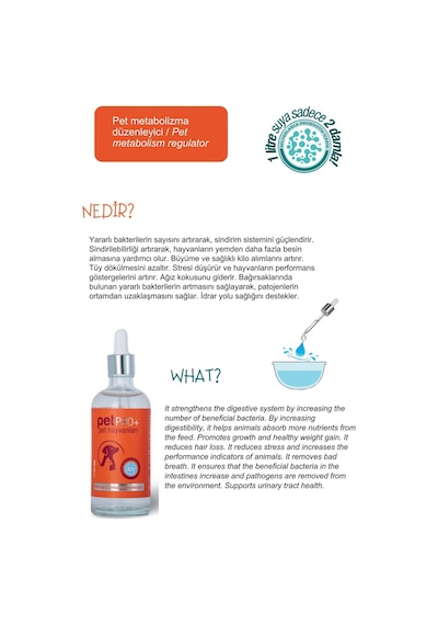Vetorin Pet Pro Pet Hayvanları İçin Probiyotikli  Düzenleyici 100 ML