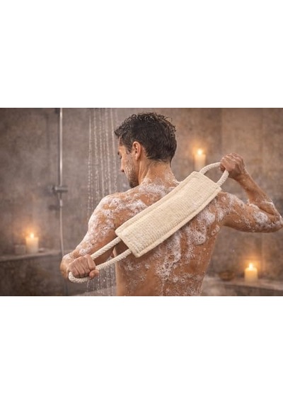 İpek Koza Sırt Kesesi, Doğal İpek Lifli Özel Dokuma, Çift Tutma İpli Ergonomik Tasarım, Hamam Ve Banyo Kullanım