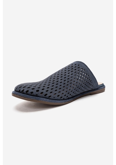 Luvishoes Melara Kot Mavi Süet Hakiki Deri Delikli Önü Kapalı Kadın Terlik