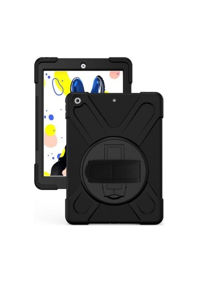 Apple Uyumlu iPad 7-8-9 10.2 2019,2020,2021 Defender Standlı Zırhlı Silikon Tablet Kılıfı Siyah Tablet Kılıfı
