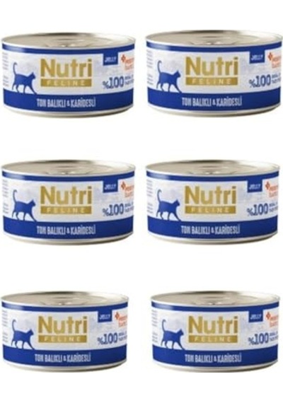 Nutri Feline Gurme Seri: Karidesli & Ton Balıklı Jöleli Tahılsız Yaş Mama 6x70g