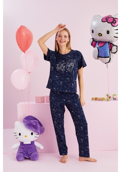 Siyah İnci Lisanslı %100 Pamuk Çok Renkli Bisklet Yaka Pijama Takım Hk005 Lacivert Siyah İnci Lisanslı %100 Pamuk Çok Renkli Bisklet Yaka Pijama Takım Hk005 Lacivert