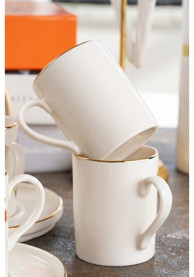 Kitchen Life 12 Parça 6 Kişilik Stackable Altın Yaldızlı Kahve Fincan Takımı -  Kahve Fincanı Seti 100 ML