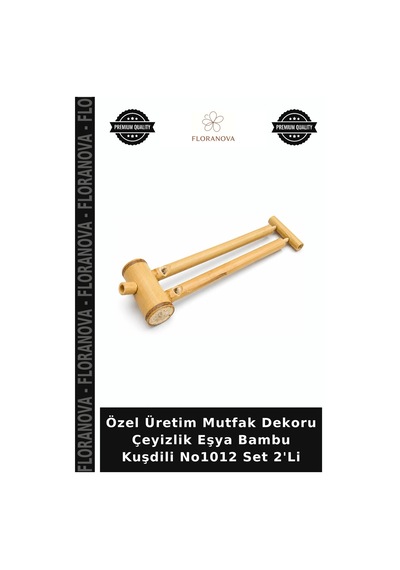 Özel Üretim Mutfak Dekoru Çeyizlik Eşya Bambu Kuşdili No1012 Set 2'li Çok Renkli