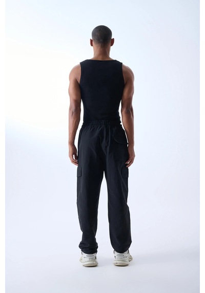 Jaceyjace Slim Fit Dar Kesim Pamuk Fitilli Atlet Siyah