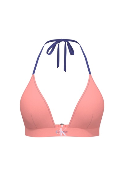 Calvin Klein Kadın Pembe Logo Detaylı Üçgen Bikini Üstü-13573 Pembe