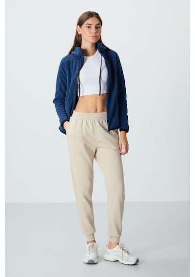 Tommy Life Bej Kompakt Pamuklu Kalın Pürüzsüz Dokulu Standart Fit Kadın Eşofman Altı - 94660 Bej