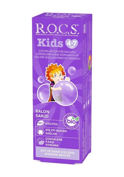 Rocs Kids 4-7 Yaş Meyveli Çocuk Diş Macunu Balon Sakızı 35ml