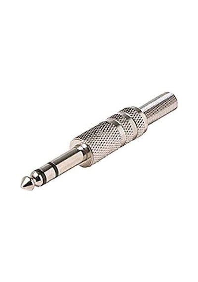 Metal 6.3Mm Stereo Jack Erkek Lehimlik Konnektör Çivi Jack Stereo