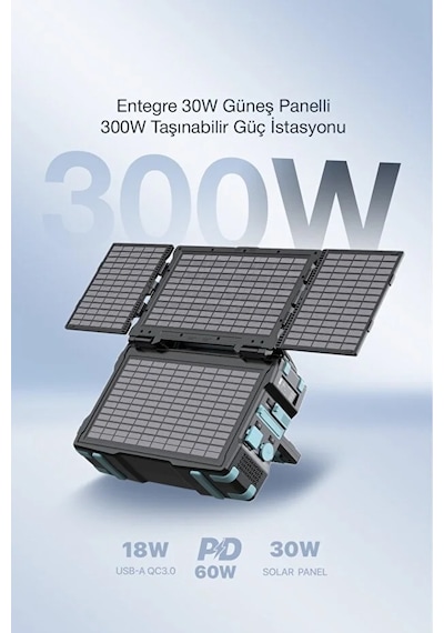 76800mah 300w Taşınabilir Güç İstasyonu Güneş Panelli Hızlı Şarj Siyah