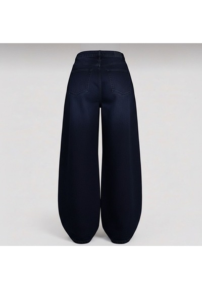 St.poll Unisex Baggy Jeans Lacivert