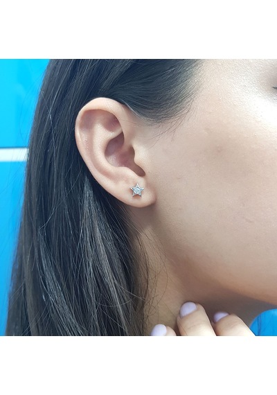 Lova 0.12 Karat Pırlanta Tektaş Yıldız Küpe - 3040087