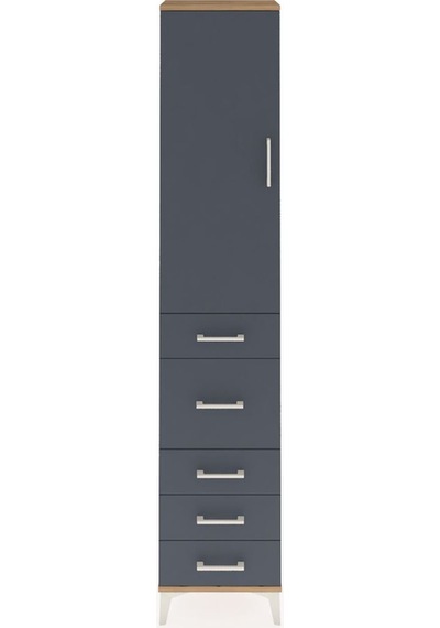 Arges Dolap 3 Raflı 5 Çekmeceli Tek Kapaklı 44x30x221 Çam-ant... Çam